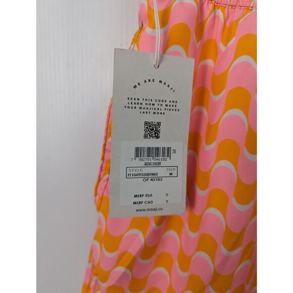 Maaji Sailor Sporty Men’s Swim Trunks Pink Orange Graphic Print Shorts M NWT - Picture 7 of 13